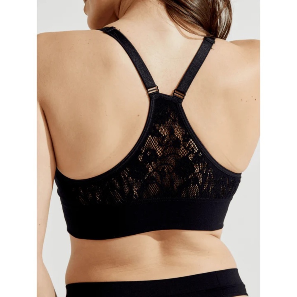 MINDD BRA: THE DEEP V NOTCH FRONT - WIREFREE BRA- ONYX